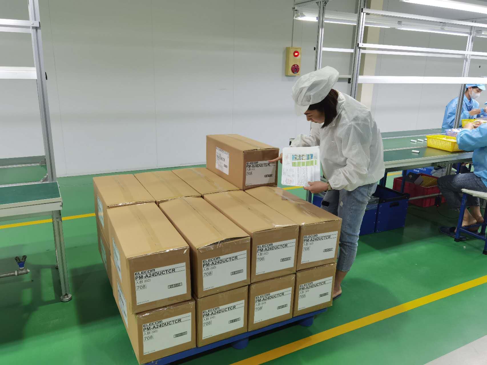 Inspector checking packed cartons